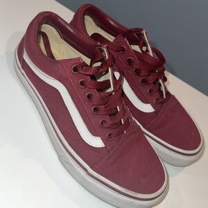 Burgundy and White Vans